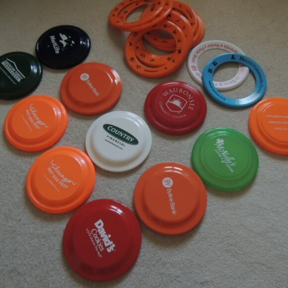 Frisbees Lot of 24 Flying Discs + Spin Jammer Rings - Frisbee Promo Toys - NEW - Picture 3 of 11